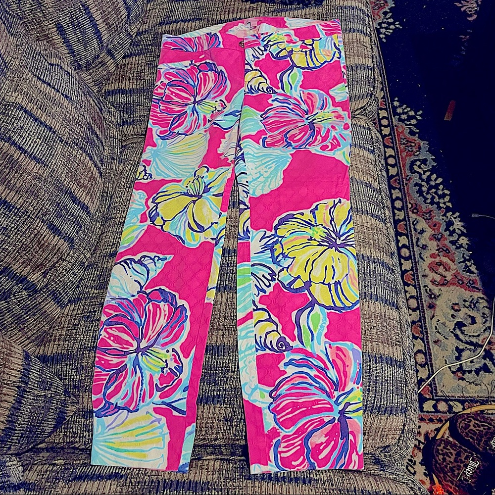 Lilly Pulitzer KELLY SKINNY Ankle Pants ‘Swept By The Tides’ Sz 8. EUC!